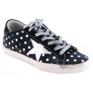 Navy and Green Polka Dot Golden Goose Sneakers